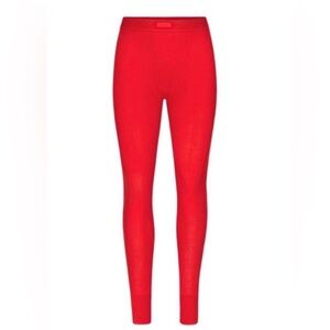 Skims Cotton Rib Leggings in cranberry red